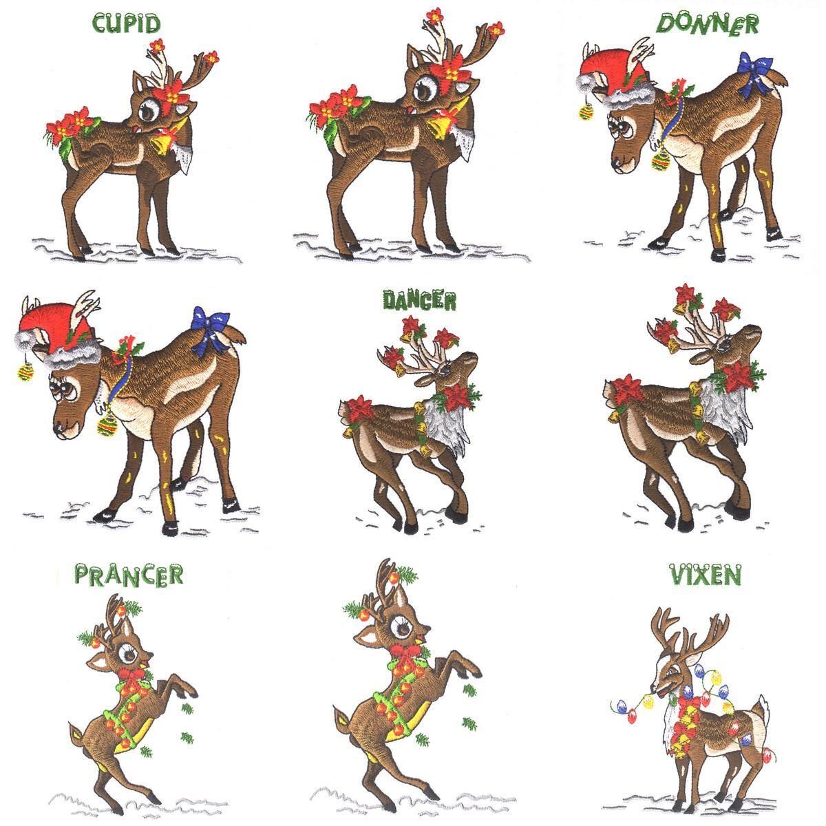 Santa And His Reindeers 19 Designs By Outback Embroidery Download Echidna Sewing