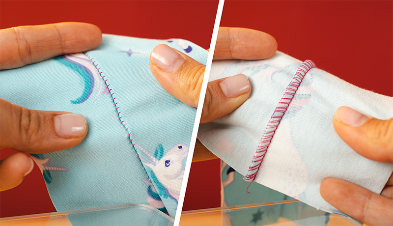 Stretch knit fabric being sewn on Merrylock MK480 overlocker