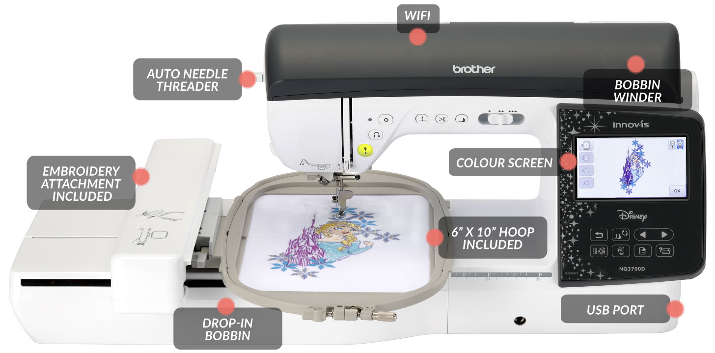 Brother NQ3700D Sewing and Embroidery Machine with Disney