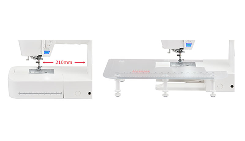 Janome Skyline 3 210mm sewing workspace