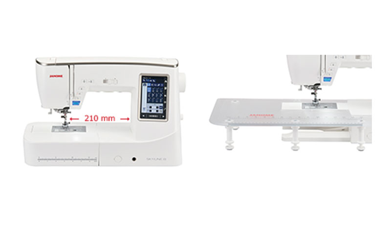 Janome Skyline 8 210mm sewing workspace