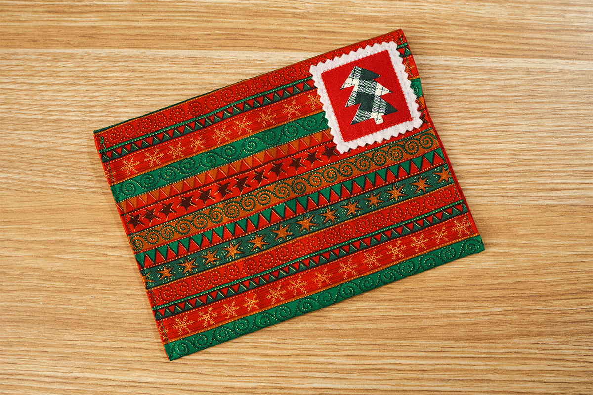 sew motif stamp on enevelope