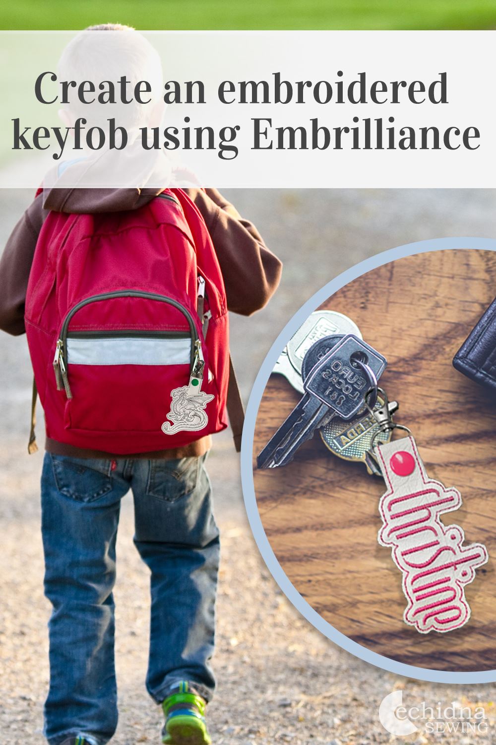 Echidna sewing Create an embroidered key fob using Embrilliance Project
