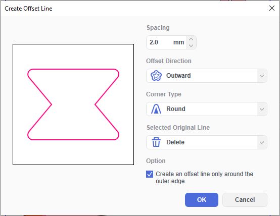 Offset line settings