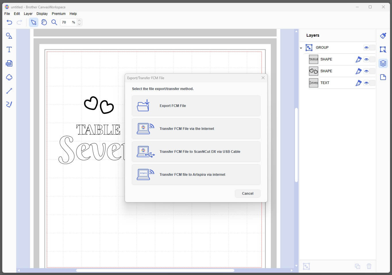 Send to ScanNCut CanvasWorkspace