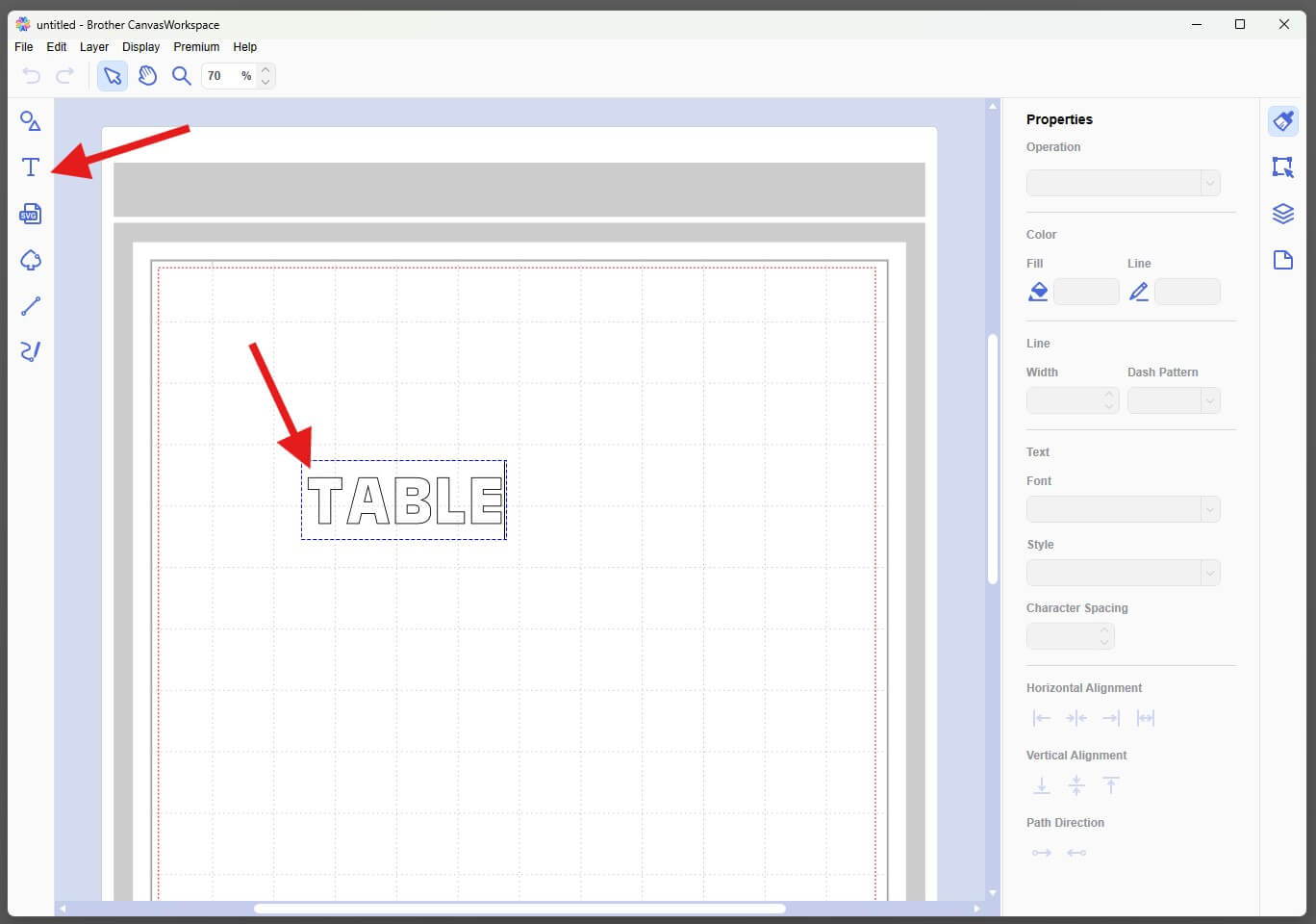Add text CanvasWorkspace
