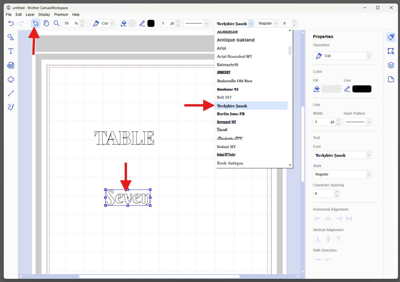 Change font CanvasWorkspace