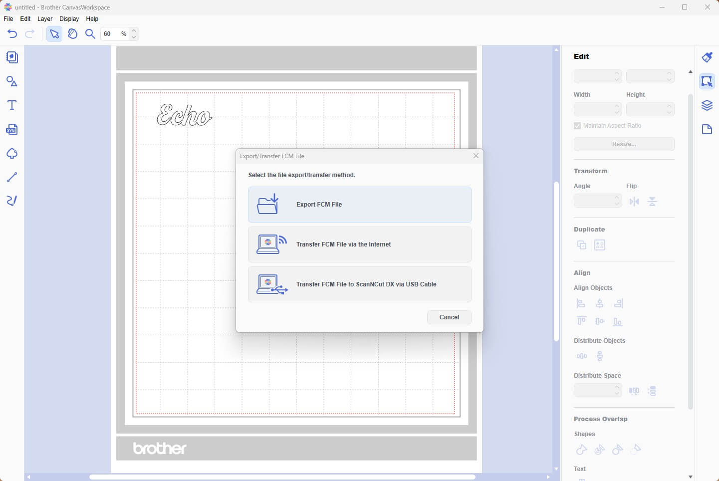 export options canvasworkspace