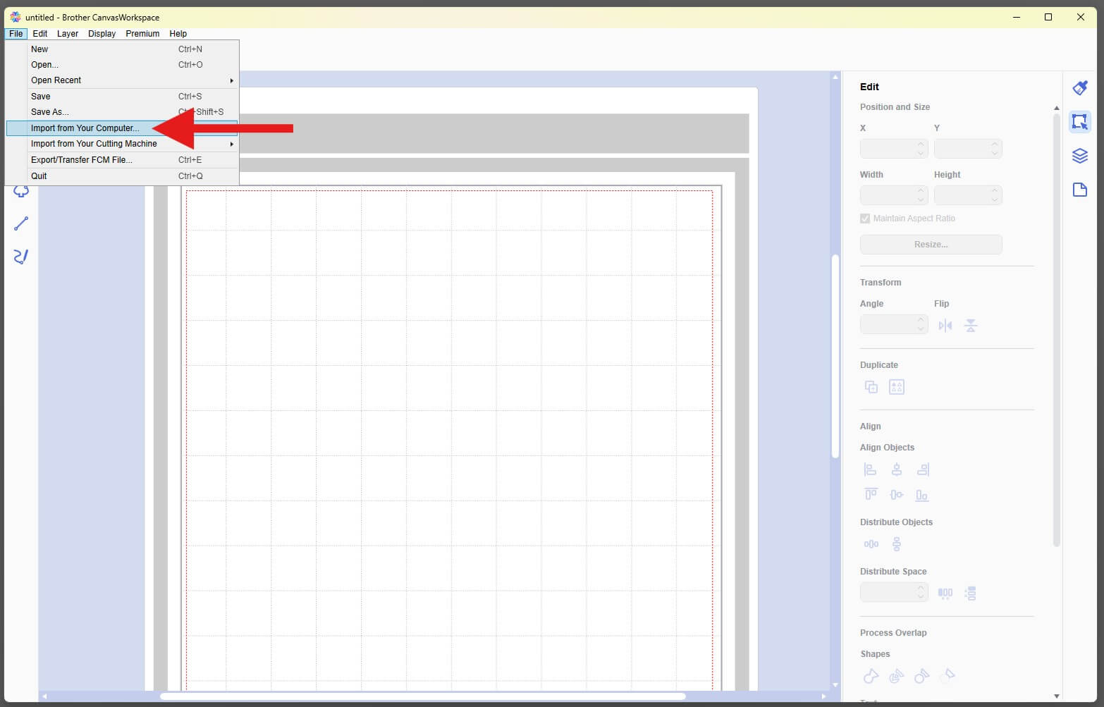 Import Photo CanvasWorkspace
