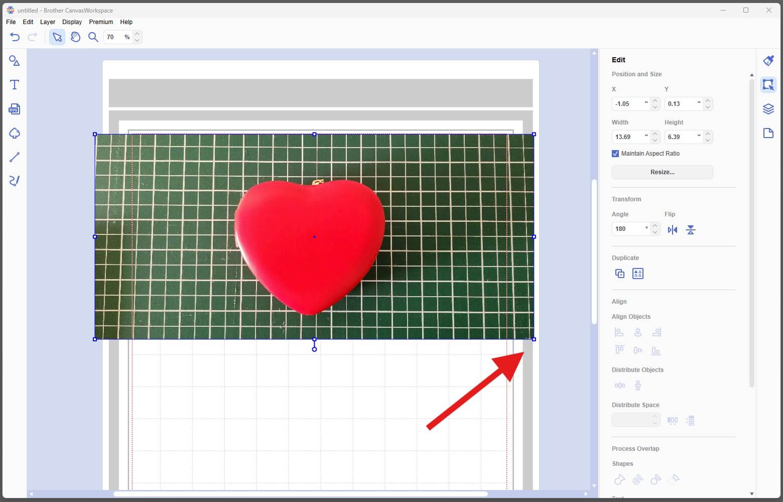 Resize Photo CanvasWorkspace