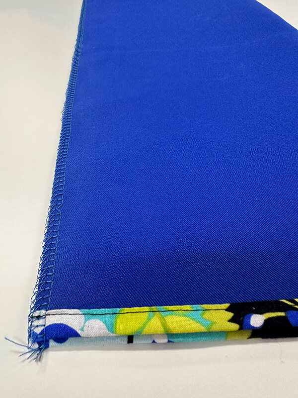 Fold fabric pockets and overlock/zigzag