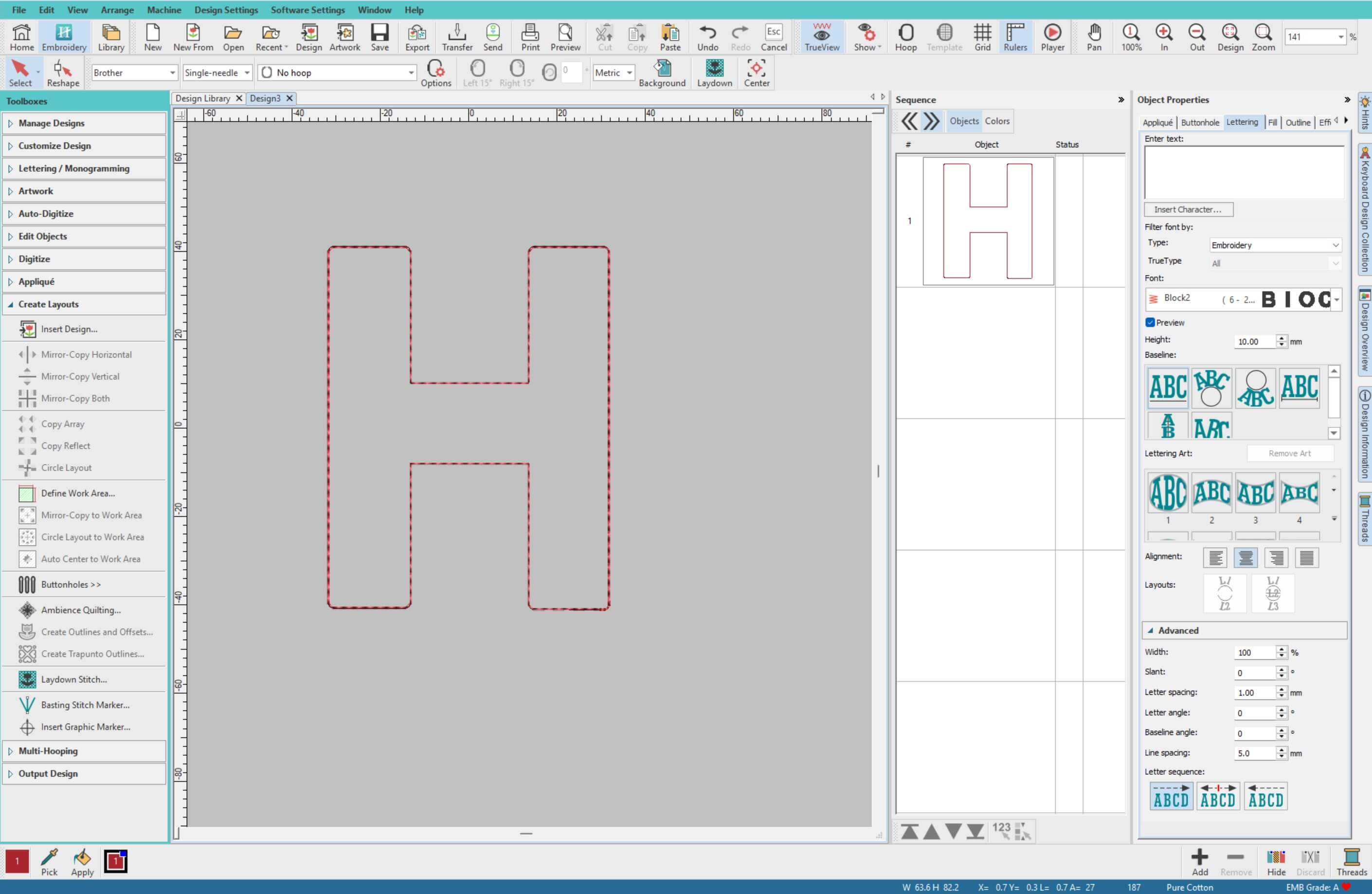 Outline remaining after deleting the original letter object in Hatch Digitizer
