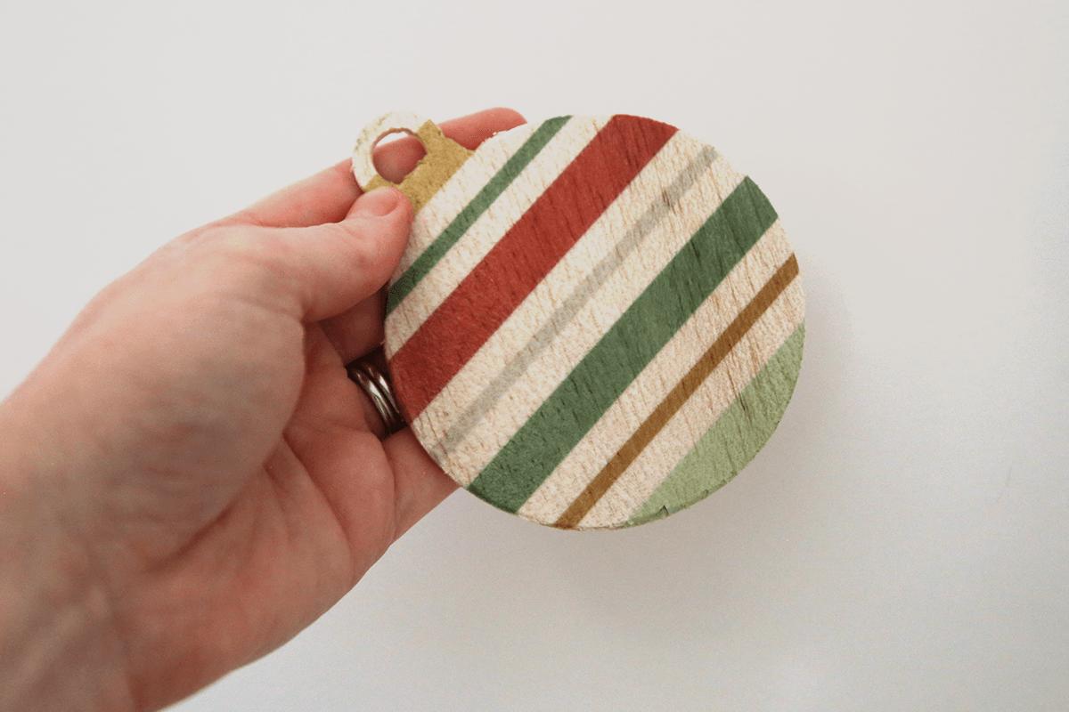 dye-sub balsa wood ornament