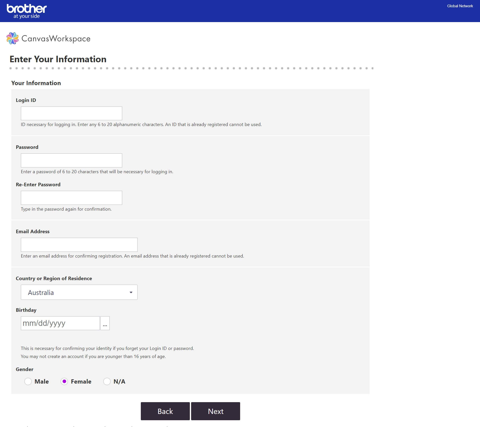 CanvasWorkspace Enter details