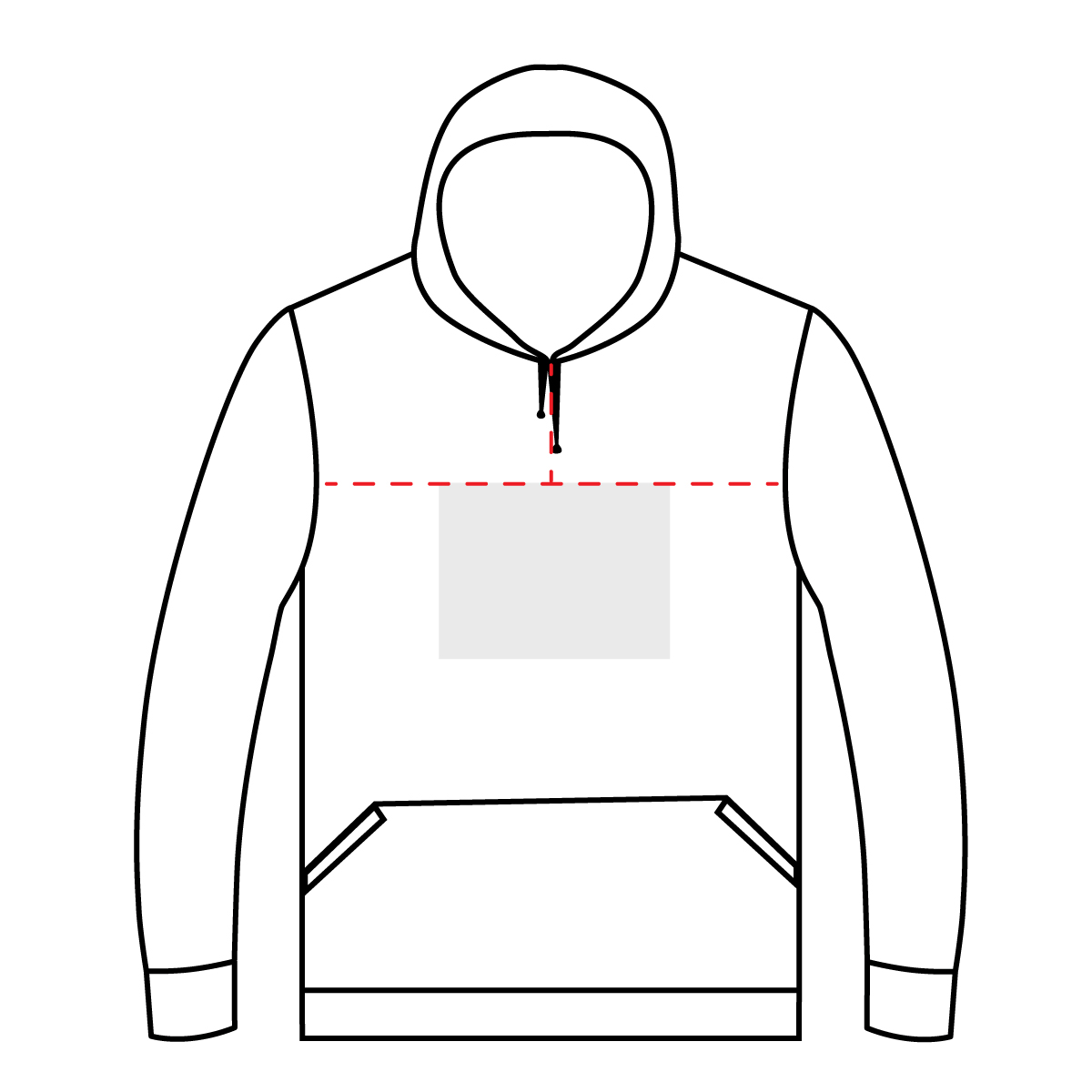 Jumper Hoodie Pocket Upper Chest Embroidery Placement