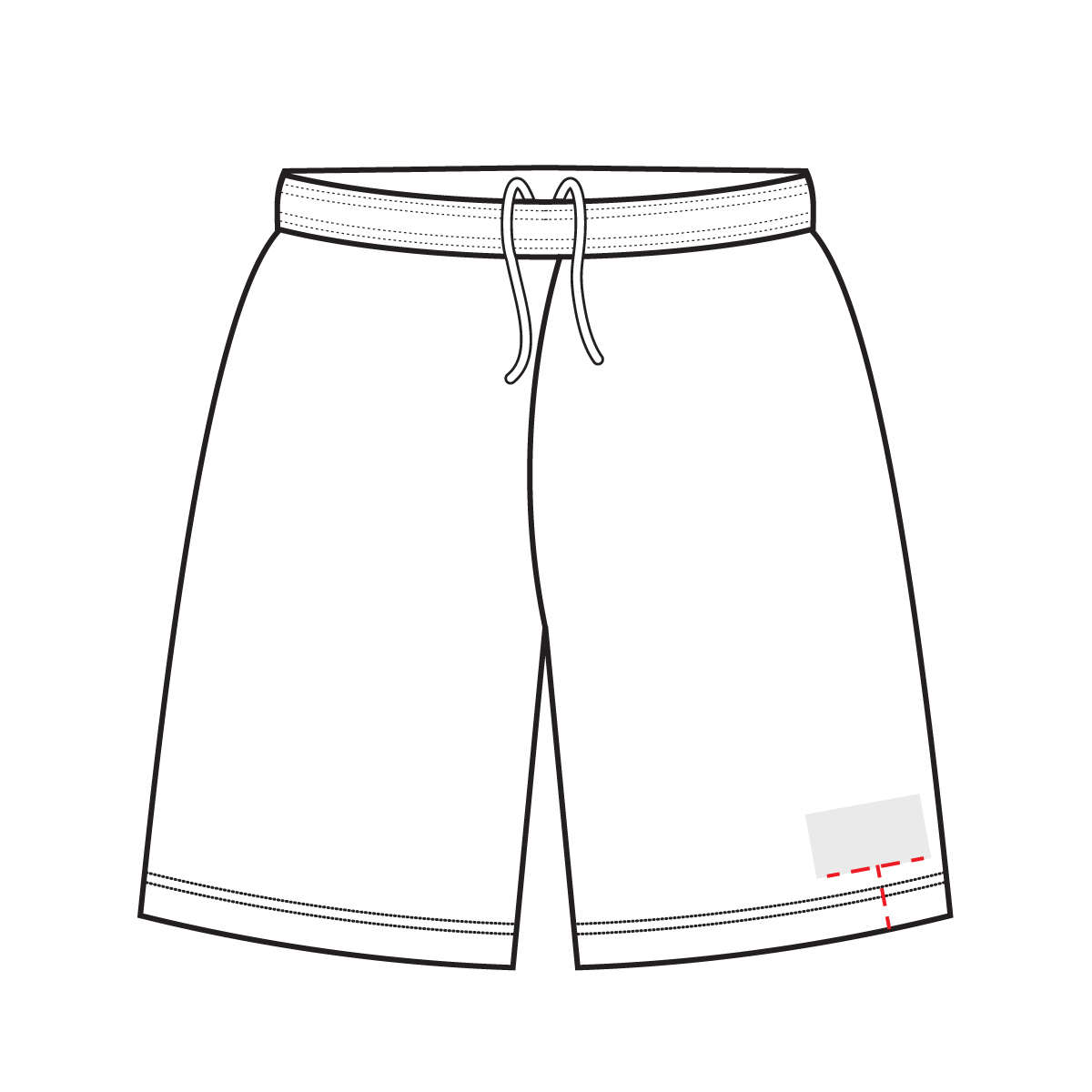 Sports Shorts Lower Leg Embroidery Placement