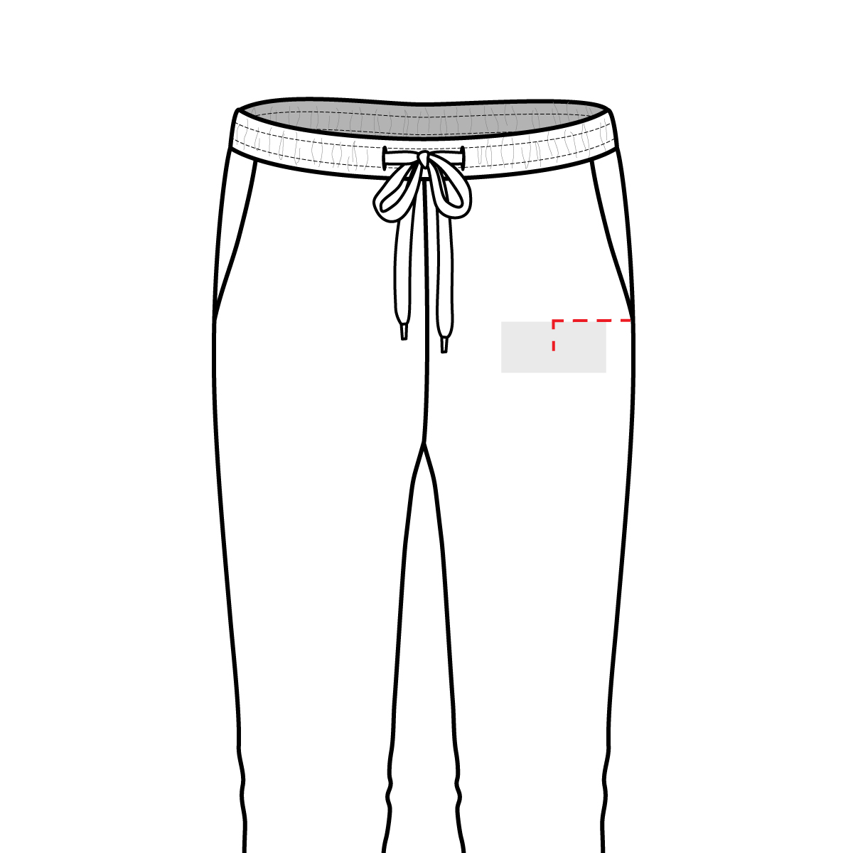 Track Pants Upper Thigh Embroidery Placement