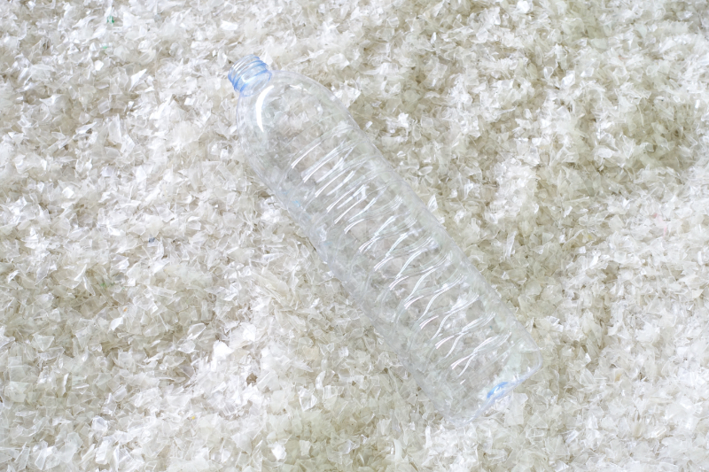 Bottles are shredded into flakes and melted