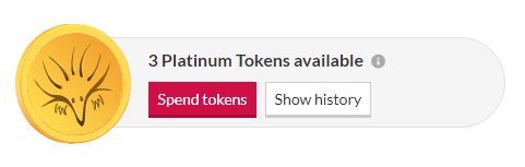 Platinum Tokens in Account Home