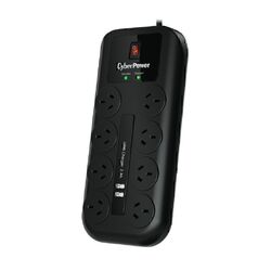 CyberPower 8-Socket Surge Protector with USB - Black