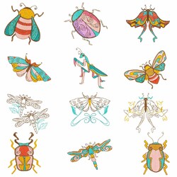 Art Nouveau Insects Embroidery Designs