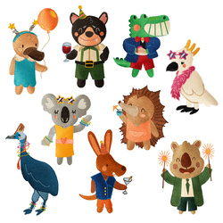 Party Animals Embroidery Designs by Echidna