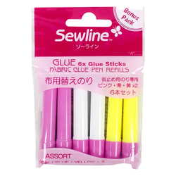 Sewline Fabric Glue Pen Refills Assorted Colours - 6 Pack