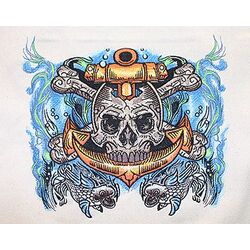 Anchor Skull and Fish by The Deer's Embroidery Legacy - Download