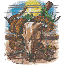 Cow Skull with Snake by The Deer's Embroidery Legacy - Download
