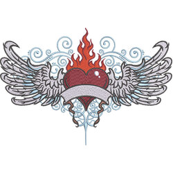 Flame Heart Wings Applique by The Deer's Embroidery Legacy - Download