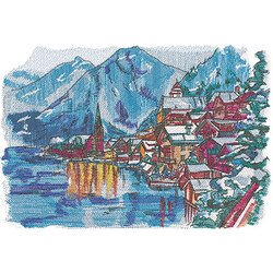 World in Stitches: Hallstatt by The Deer's Embroidery Legacy - Download