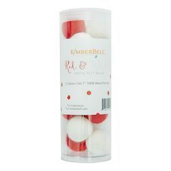 Red and White Wool Felt Balls