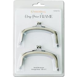 Small Rectangle Clasp Purse Frame - Vintage Brass set of 2