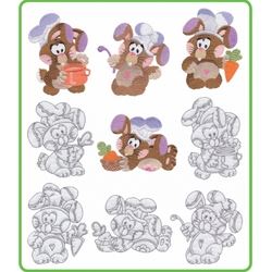 Cute Chef Rabbits by Lindee Goodall