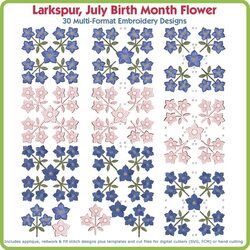 Larkspur July Birth Month Flower Designs by Lindee Goodall