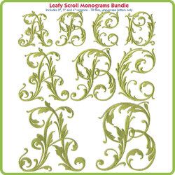Leafy Scroll Monogram Bundle - Includes BX file