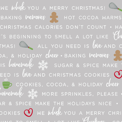 Grey Holiday Baking Phrases - Kimberbell Christmas Fat Quarter