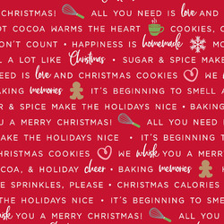 Red Holiday Baking Phrases - Kimberbell Christmas Fat Quarter