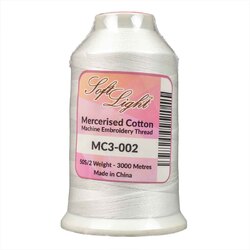 Softlight MC3-002 Mercerised Cotton 3000m Embroidery Thread (White)