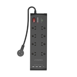 Monster 8-Socket Surge Protector with USB - Black