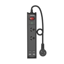 Monster Dual Socket Surge Protector with USB - Black