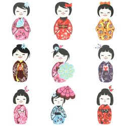 kokeshi Dolls (10 designs) by Outback Embroidery - Download