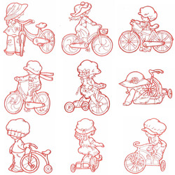 Bicycle Sunbonnets (10 designs) by Outback Embroidery - Download