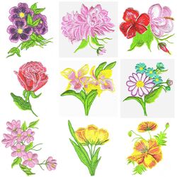 Assorted Florals (10 designs) by Outback Embroidery - Download