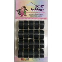 Echidna L Style Plastic Pre-Wound Bobbins 20 Pack - Black