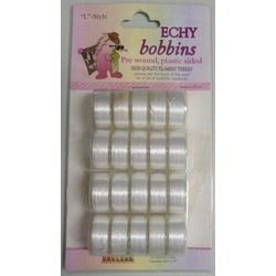 Echidna L Style Plastic Pre-Wound Bobbins 20 Pack - White
