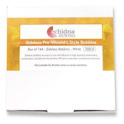 Echidna L Style Sideless Pre-Wound Bobbins 144 Pack - White