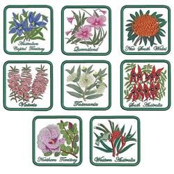 Aussie State Floral Emblem In-The-Hoop Coaster Designs by Dawn Johnson