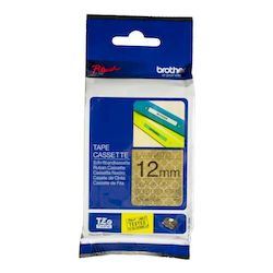 Brother P-Touch TZe 12mm Tape 4m - Black on Geometric Gold Decorative Tape