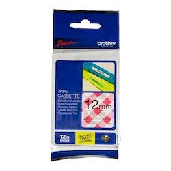 Brother P-Touch TZe 12mm Tape 4m - Black on Red Gingham Decorative Tape